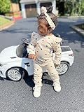 Fullfamous Infant Baby Girl Clothes Outfits,Fall Winter Romper Christmas Clothing Set 9-12 months Ecru Heart