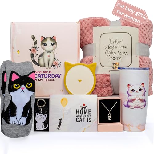 Luxury Cat Mom Gifts for Women, Crazy Cat Lady Gifts, Cat Gifts for Cat Lovers for Women, Cat Lover Gifts for Women, Cat Gifts for Women Cat Lovers, Cat Themed Gifts, Cat Mothers Day Basket Set Box