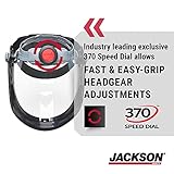 Jackson Safety Lightweight MAXVIEW Premium Face Shield - Mask with 370 Speed Dial Ratcheting Headgear, ANSI Z87.1, for Work, Grinding, Cutting - Uncoated - Clear Tint