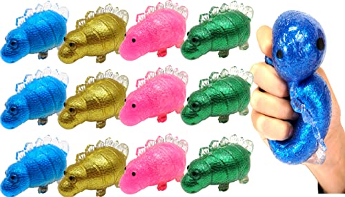 JA-RU Glitter Squishy Dinosaur Toys (12 Fidget Toys) Mochi Squishies for Kids. Anti Stress Toys Autism Sensory Products. Easter Basket Stuffers & Dinosaur Party Favor Bags. 4347-12s