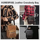 HUMERPAUL Genuine Leather Crossbody Sling Bag Messenger Man Purse Handbags for Mens Zipper Shoulder Bag for Work Business (Brown)