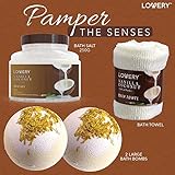 Bath and Body Gift Basket For Women and Men – 9 Piece Set of Vanilla Coconut Home Spa Set, Includes Fragrant Lotions, Extra Large Bath Bombs, Coconut Oil, Luxurious Bath Towel & More