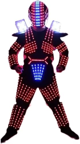 Gracecolorlife RGB Color LED Robot Suit Costume Men LED Luminous Clothing Dance Wear For Night Clubs Party (XL)