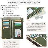 BAYITIONE Vintage Wallets for Women Large Bifold Kiss Lock Wallet for Women Leather Zip Clutch Coin Purse