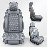 MIROZO Car Seat Covers Full Set - Breathable Vehicle Cushion CoverFit for Most Sedan, Truck and SUV for Elantra Sonata Sportage CRV Accord Chevy Equinox (Gray)