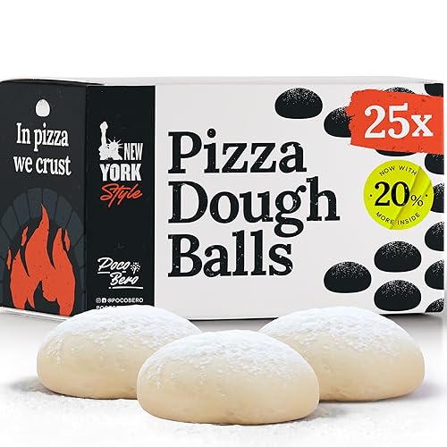 Poco Bero Pizza Dough – 25 x 10 oz Frozen Pizza Dough Balls – Perfect Pizza Oven Accessories for 12-inch Pizzas – Fresh NY Style Pizza – Works in Pizza Oven and Conventional Oven