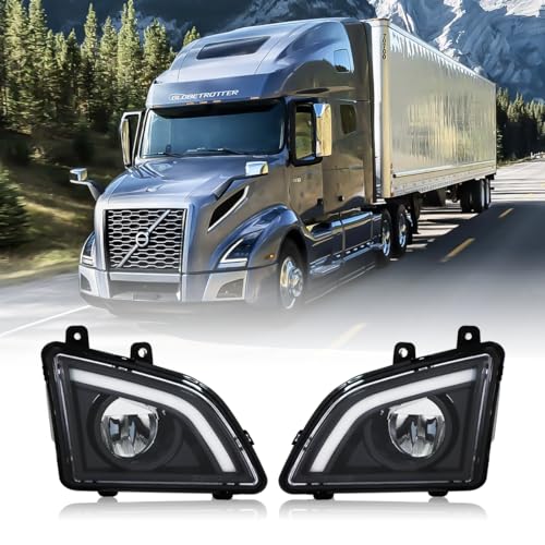 Unitedlu Front Bumper Driving Fog Light Lamps Compatible with Volvo VNL Trucks 2018+ (LED-Black, Pair)