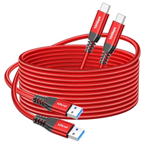 Red USB C Data Cable 10Gbps Data Transfer [3M/10ft, 2Pack], Extra Long 3.2 Gen 2 USB to Type C Charger 3.1A Fast Charging Lead for Webcam, Android Phone, iPhone 16 Pro Max/15 Pro, Samsung Galaxy S22