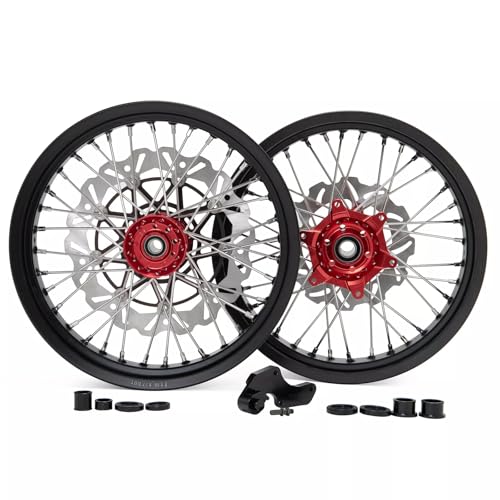 TOFR 17" Supermoto Wheels Rims Hubs Rotors Set for HONDA CRF250R CRF450R CR125 CR250 2002-2013,CRF250X CRF450X 2002-2019 Spokes Bearing Axle Spacers