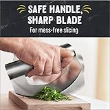 Checkered Chef Salad Chopper Tool, Mezzaluna Knife Stainless Steel Vegetable Rocker