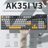 AJAZZ AK35I V3 Full Size RGB Gasket Mount Keyboard | 8000mAh Triple Modes Custom Keyboard with Five Layer Pad | Knob Control | Cherry Profile PBT Keycaps (Starry Night Grey, with Screen RGB Backlit)