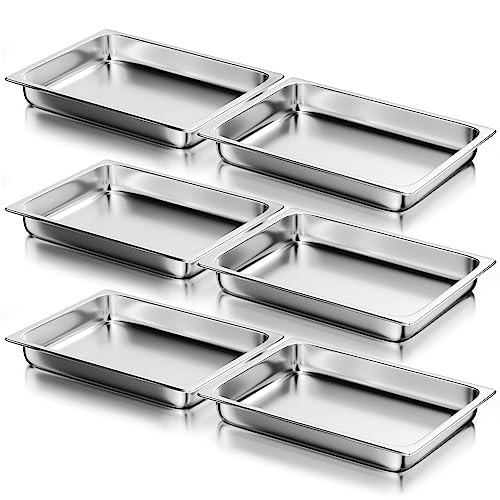 WantJoin Full Size Steam Table Pans, 6-Pack 2.5 Inch Deep Restaurant Steam Table Pans Commercial, Hotel Pan Made of 201 Gauge Stainless Steel