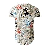 YININF Mens Hipster Hip-Hop Urban Tees - NYC Street Fashion Graffiti Animation Print T-Shirt(210 White XL)