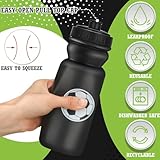 Nitial 20 Pack Squeeze Water Bottle Bulk 20 oz Sports Bottle with Pull Top Lid Plastic Reusable Gifts Tumbler for Sports Travel Gym Party Supplies(Soccer,Black)