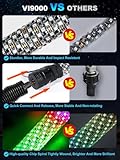 VI9000 2 Pack 2FT Fat Whip Lights, LED Whip Lights with App & Remote Control, Spiral RGB Chasing Lighted Antenna Whips with Rocker Switch, Music Whip Light for SXS UTV ATV RZRCan-Am X3 Off-Road