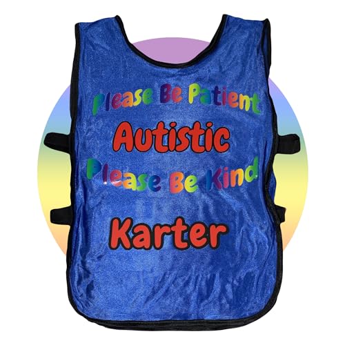 Autism Compassion Vest - Austism Clothing - Vest for Child or Adult with Autistm - Please Be Kind Please Be Patient Top - Safety Vest for Person on the Spectrum - Red or Blue