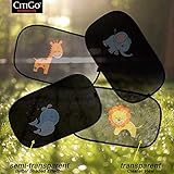 CitiGo Car Window Sun Shade (4 pcs) - Block UV Ray, Lighting and Glare, Protection for Baby and Kids - Cartoon Lion, Elephant, Giraffe and Whales - for Side Windows and Rear Windshield ONLY.