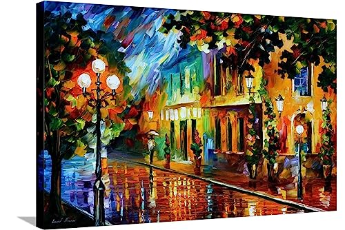 ART.COM Canvas Wall Art Prints Night Flowers by Leonid Afremov, Scenic Decor, 36" x 24"