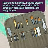 U.S. Art Supply Deluxe Canvas Art Paint Brush Holder & Storage Organizer Roll-Up Case Bag - 24 Slot Pockets Carry Pouch - Protect Artist Acrylic Oil Watercolor Paintbrushes - Store Pencils, Pens Tools