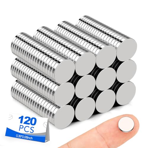 Small Magnets, 120 Pack Refrigerator Magnet 10x2mm Rare Earth Magnets Neodymium Magnets for Crafts, Whiteboard, Kitchen Cabinet
