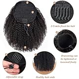 Afro Puff Drawstring Ponytail Human Hair Bun For Black Women 150% Density 10A Brazilian Virgin Human Hair Afro Kinky Curly Clip In Ponytail Extension Human Hair Pieces 150g (22, afro ponytail)