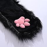 SUPTEC Furry Cat Paw Mittens Gloves for Women Soft 3D Toes Beans Fingerless Cat Claw Paws Pad Sleeve…