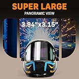 Panoramic 180° View Auto Darkening Welding Helmet with Digital Display, True Color Solar/Rechargeable Battery Power Welding Hood, 4 Arc Sensor Wide Shade 4/5-9/9-13 Welding Mask for TIG MIG ARC