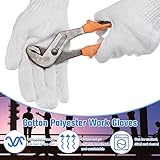 Sintuff 100 Pairs Gloves Cotton Liners for BBQ String Knit Polyester Safety Gloves for Cooking, Grilling(White)