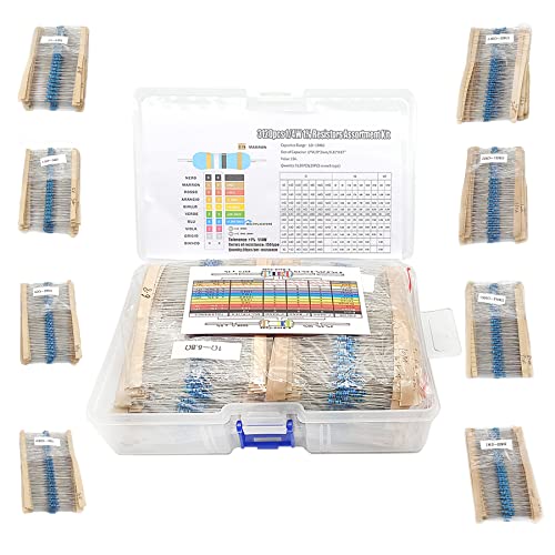 3120pcs 156 Values Metal Film Resistor Kit Minidodoca 1 Ohm-10M Ohm 1/4W 0.25 watt ±1% Tolerance Fixed Resistors Assortment Kit RoHS Compliant 100 1000 1k 10k 100k ohm Resistor Pack for DIY Projects