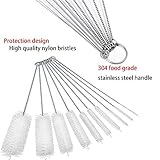 Long Straw Brush, Nylon Pipe Tube Cleaner 8-ihch 10 Different Diameters Set of 10