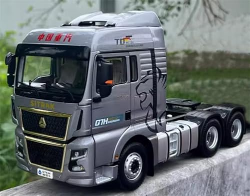 FloZ for Sinotruk for HOWO for Sitrak for G7H Tractor Trailer Grey 1:24 Truck Pre-Built Model