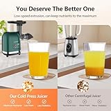 Vegetable Juicer for Celery Wheatgrass Spinach Ginger, Fruit Juicer Machines Slow Masticating Juicer Cold Press Juice Extractor Pulp Separated, Quiet Motor, Dishwasher Safe, Easy To Clean, BPA Free