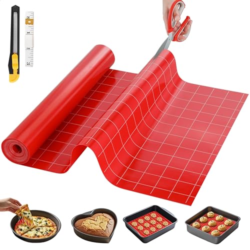 Silicone Baking Mat, 12 IN x 6 FT Free Cutting Baking Sheet,Non-Stick Reusable Dough & Pastry Mat,Non-Slip Silicone Mat Roll for Air Fryer Liner,Freeze Dryer,Oven Baking Pan,Kitchen Counter
