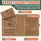 Plinyvel Sketchbook Cover, with Colored Pencil case, Compatible with Strathmore Sketchbook 5.5" x 8.5" inch, Waxed Canvas, for Art pens, Architects, Painters (Brown)