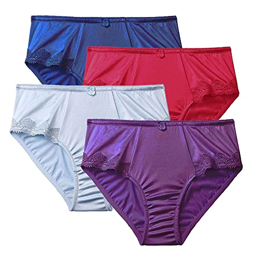 MIERSIDE Women's Satin Mid-Waist Underpants Everyday Panty For Briefs 4 Pcs/pack(954-Mix1,3XL)
