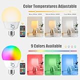 Brightown E26 Rechargeable Light Bulb with Remote and Timer, Battery Backup Bulb for Sconces and Lamps, Magnetic Bulbs for Non-Hardwired Fixture, 3 Color Temperatures + 9 RGB Colors, Dimmable, 2 Pack