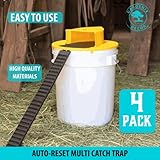 Mouse Trap Bucket- 5 Gallon Bucket Lid Mouse Rat Trap 4 Pack - Automatic Reset Flip and Slide Mouse Trap - Humane Mouse Rat Traps for Indoor Outdoor Use - Reusable Mouse Trap