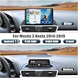 4G+64G Android 13 Car Radio for Mazda 3 Axela 2014-2019, Wireless Carplay&Android Auto Mazda Stereo with 9 Inch IPS Touch Screen, Support Bluetooth/Voice Control/GPS/WiFi/Back-up Camera/SWC/FM Radio