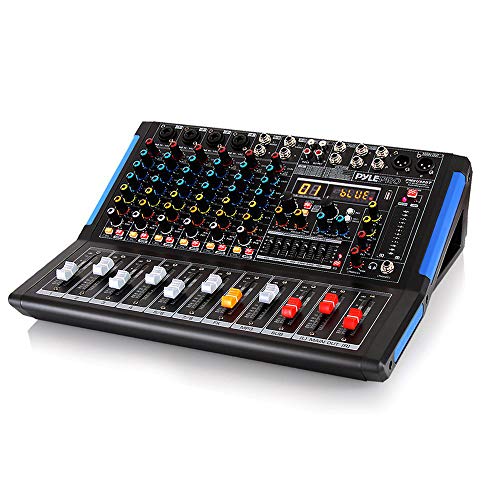 Pyle 8-Channel Bluetooth DJ Audio Mixer - Sound Controller w/ USB Drive for PC Recording - XLR Mic Input - 48V Power - 7-Band EQ - RCA I/O - DSP Processor for Professional & Beginners - PMXU88BT
