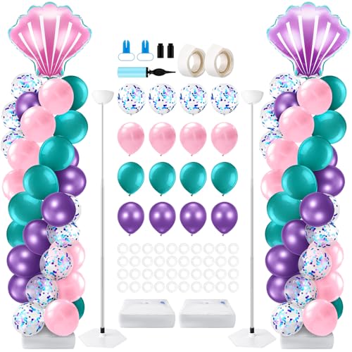 Kasyat 2 Set Mermaid Balloon Column Stand Kit Adjustable Mermaid Balloon arch kit for Wedding Baby Shower Birthday Party decoration Supplies