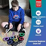 ROCKSOCKI Electric Drum Set, 7-Pad Kids Electronic Drum Set with Headphone Included, Roll-up Drum Practice Pad, Great Holiday Xmas Birthday Gift for Kids