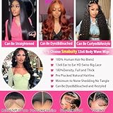 Smabuity 13x6 Body Wave Lace Front Wigs Human Hair Pre Plucked HD Transparent Lace Frontal Wigs Human Hair 180% Density Glueless Human Wigs with Baby Hair for Women 26 Inch