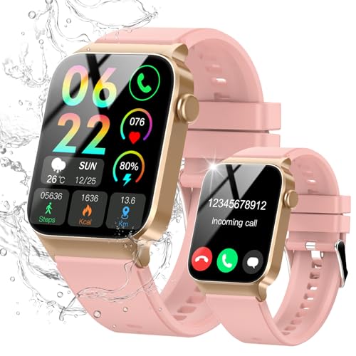 STECEi Smart Watch for Men Women Bluetooth Call, 1.85" HD Screen Smartwatch with Heart Rate/Sleep Monitor, 110+ Sport Modes Activity Trackers IP68 Waterproof, Fitness Watch for Android iOS, Rose Gold