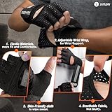 SIMARI Breathable Workout Gloves for Men Women, Padded Weight Lifting Gloves with Wrist Wraps Support, Full Palm Protection, Grip for Gym Training, Fitness, Weightlifting, Exercise Fingerless Black