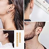 Huggie Earrings Sets For Men,4 Pairs Surgical Steel Hipster Geometry Spike/Triangle/Octagon/Circle Bead Earring Set For Men Hoop Hypoallergenic,Gift Box Included