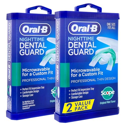 Oral-B Nighttime Dental Guard – Less Than 3-Minutes for Custom Teeth Grinding Protection with Scope Mint Flavor – Made in an FDA Audited USA Facility (2 Pack)