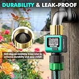 RESTMO Water Flow Meter with Brass Inlet Metal Thread, Measure Gallon/Liter Consumption and Flow Rate for Outdoor Garden Hose Watering, RV Water Tank Filling, Lawn Sprinkler and Nozzle Sprayer