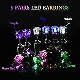 esonstyle 5 Pairs Glow Earrings, Light Up Stud Earrings, LED Earrings Glowing, Light Up Earrings for women, LED Earrings for Men, Diamond Ear Drop Pendant Stud Stainless