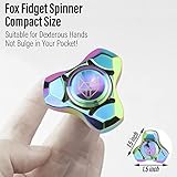 FREELOVE Metal Fidget Spinner, Stainless Steel Heavy, Long Spinning Toys, Cool Silent, Small Mini Fox Figette Spiner for Adults Men Anxiety, Quiet Bearing, Rainbow