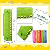 10 Pcs Kids Harmonica 10 Hole Translucent Harmonica Plastic Harmonica Toys Musical Instruments for Beginner Children Birthday Party Favor, 5 Colors